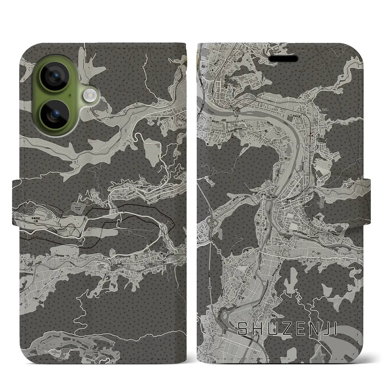 【修善寺（静岡県）】地図柄iPhoneケース（手帳タイプ）