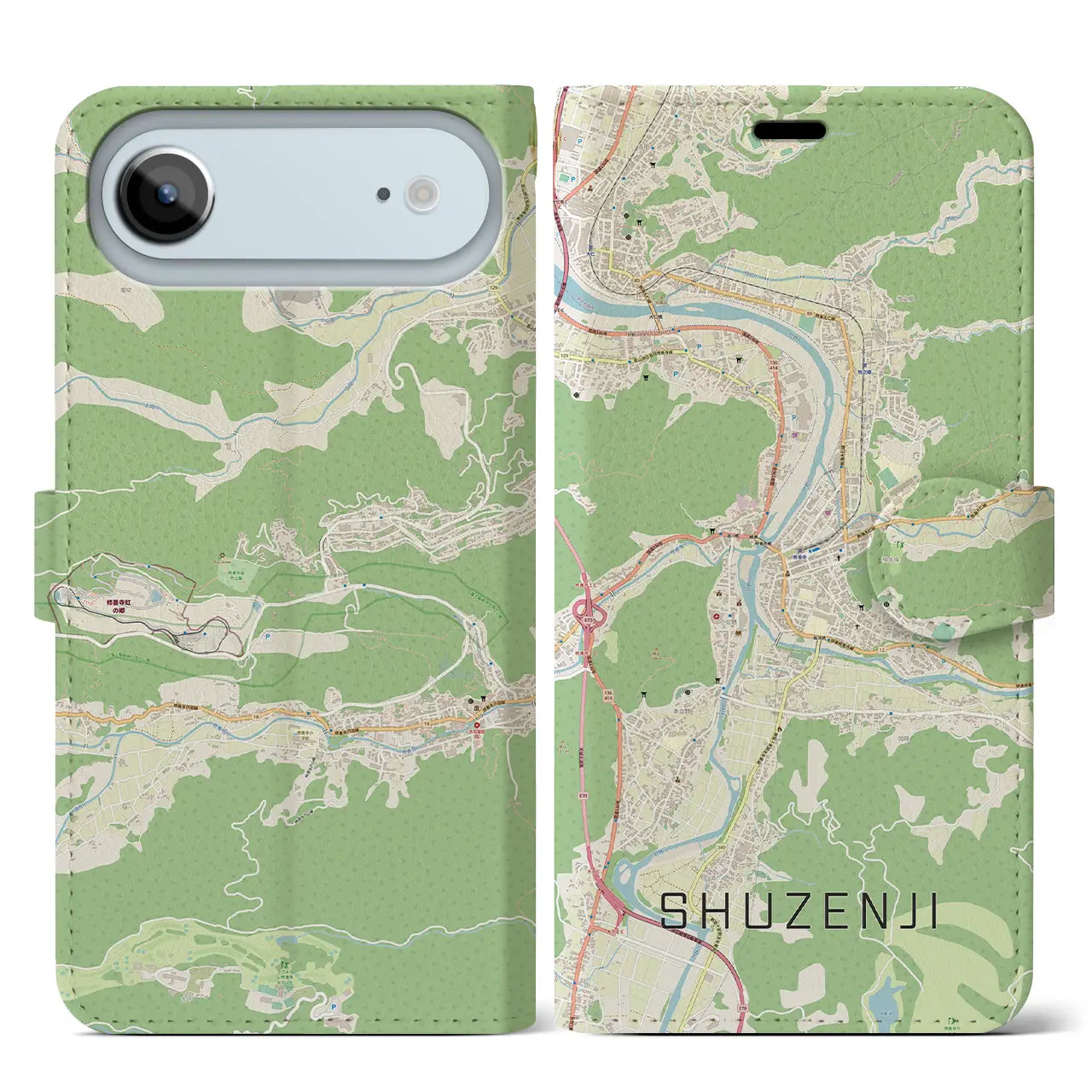 【修善寺（静岡県）】地図柄iPhoneケース（手帳タイプ）