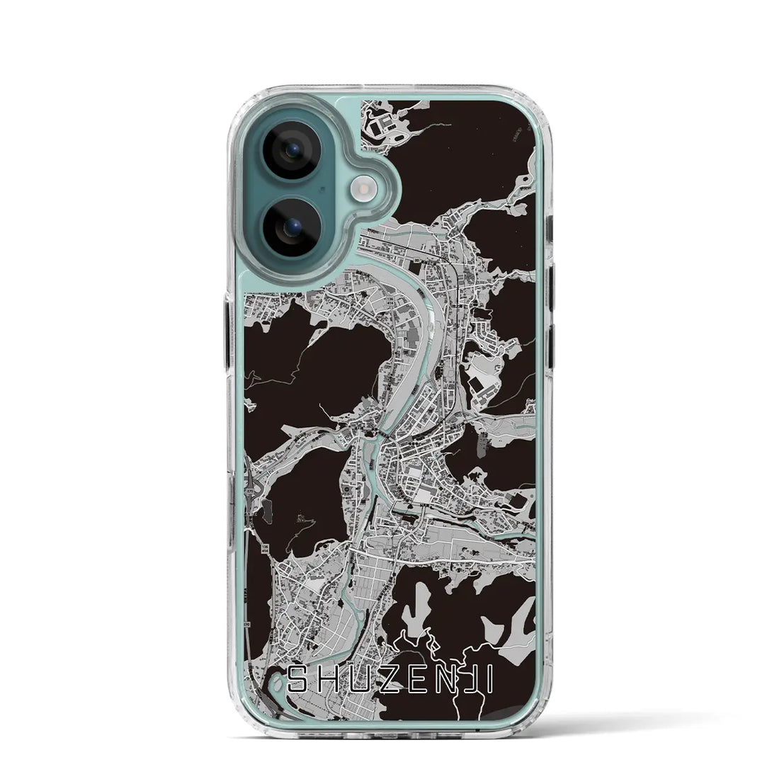 【修善寺(静岡県)】地図柄iPhoneケース(MagSafeタイプ)モノトーン・iPhone 16 Pro 用