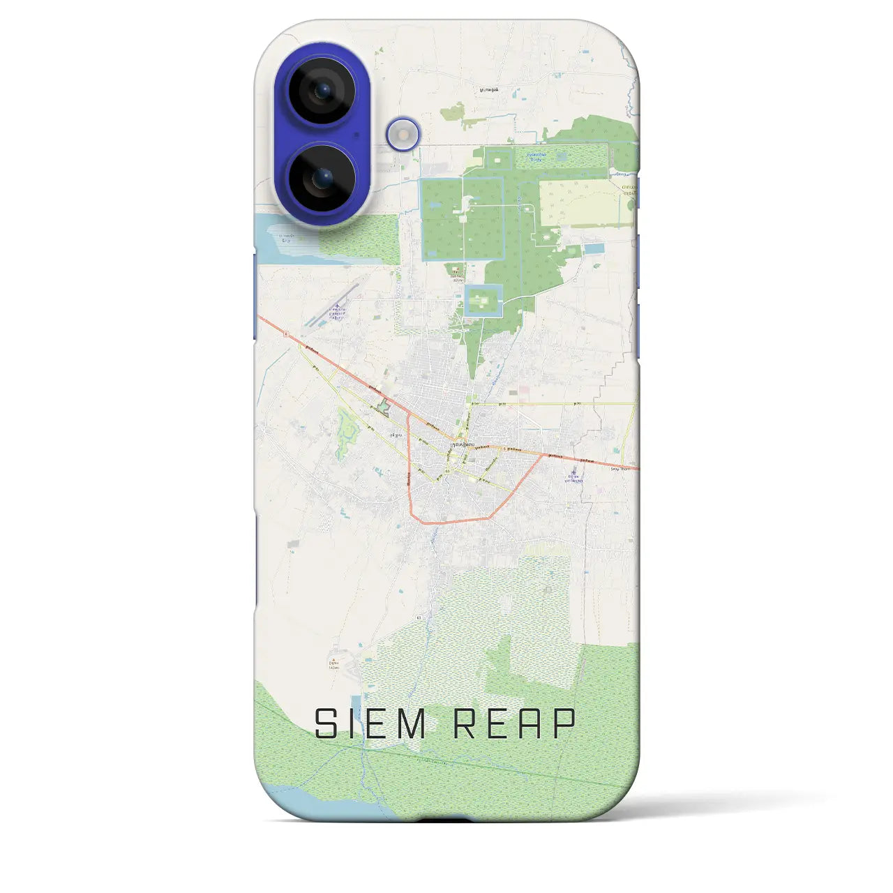 【シェムリアップ（カンボジア）】地図柄iPhoneケース（バックカバータイプ）