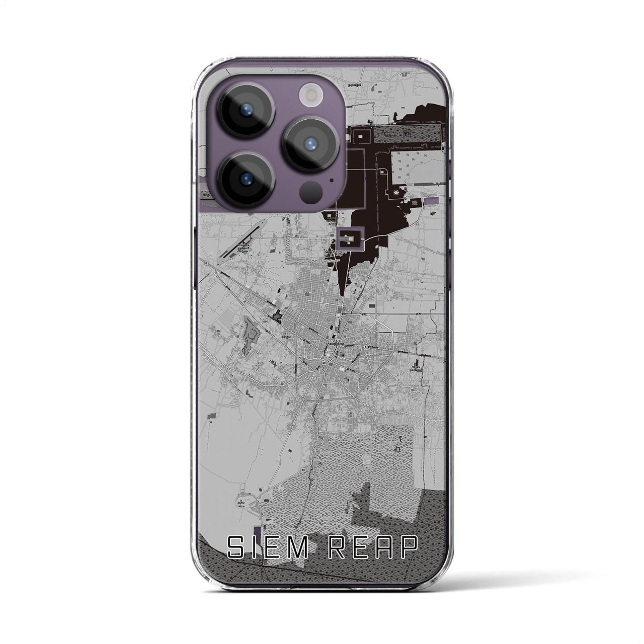 【シェムリアップ（カンボジア）】地図柄iPhoneケース（クリアタイプ）