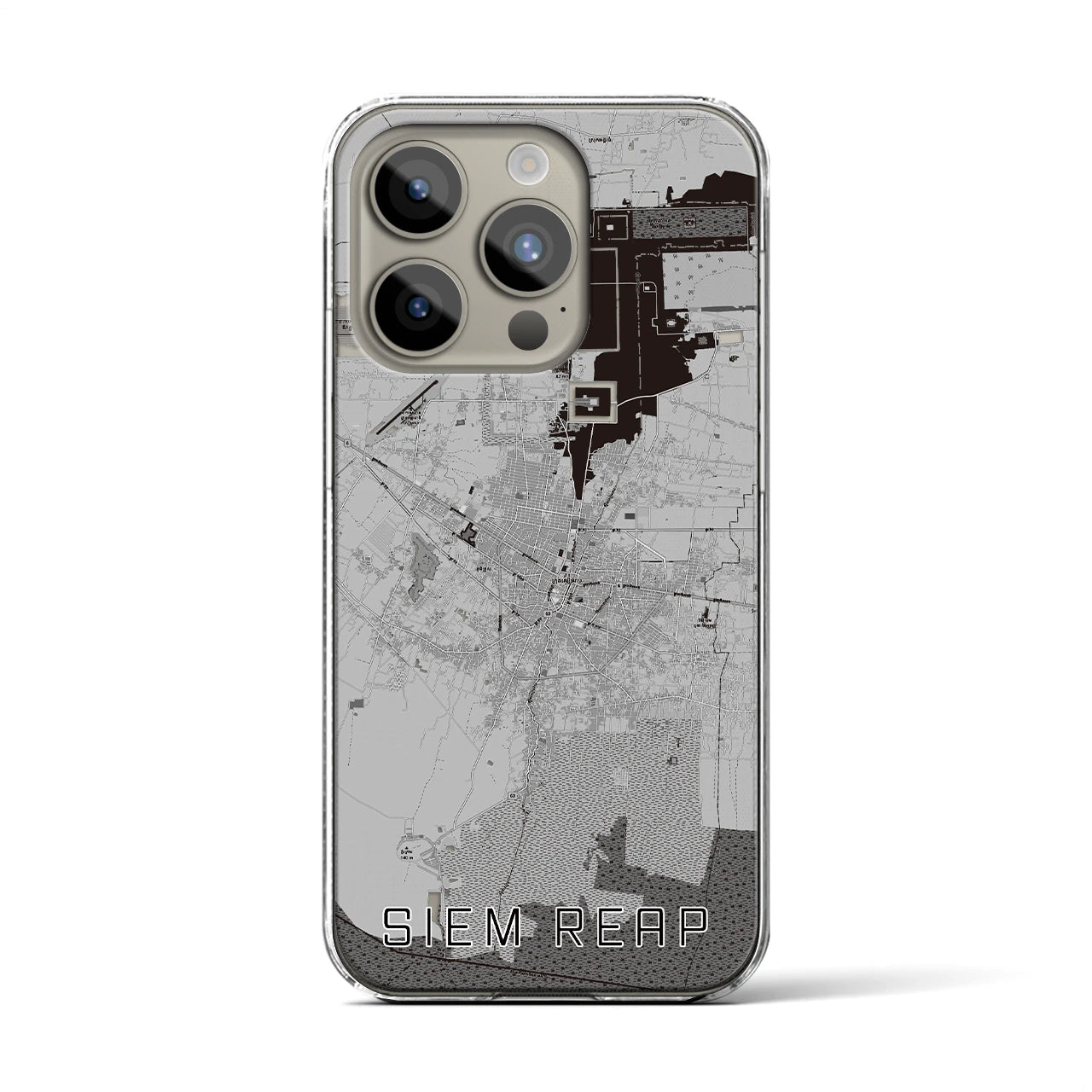 【シェムリアップ（カンボジア）】地図柄iPhoneケース（クリアタイプ）