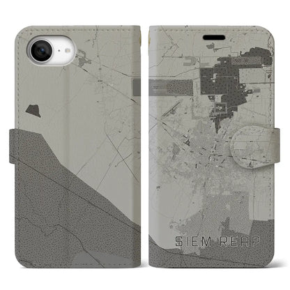 【シェムリアップ（カンボジア）】地図柄iPhoneケース（手帳タイプ）