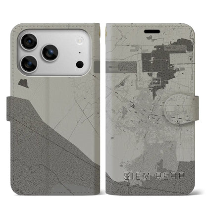 【シェムリアップ（カンボジア）】地図柄iPhoneケース（手帳タイプ）