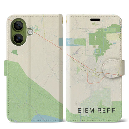 【シェムリアップ（カンボジア）】地図柄iPhoneケース（手帳タイプ）