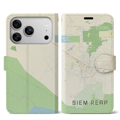 【シェムリアップ（カンボジア）】地図柄iPhoneケース（手帳タイプ）