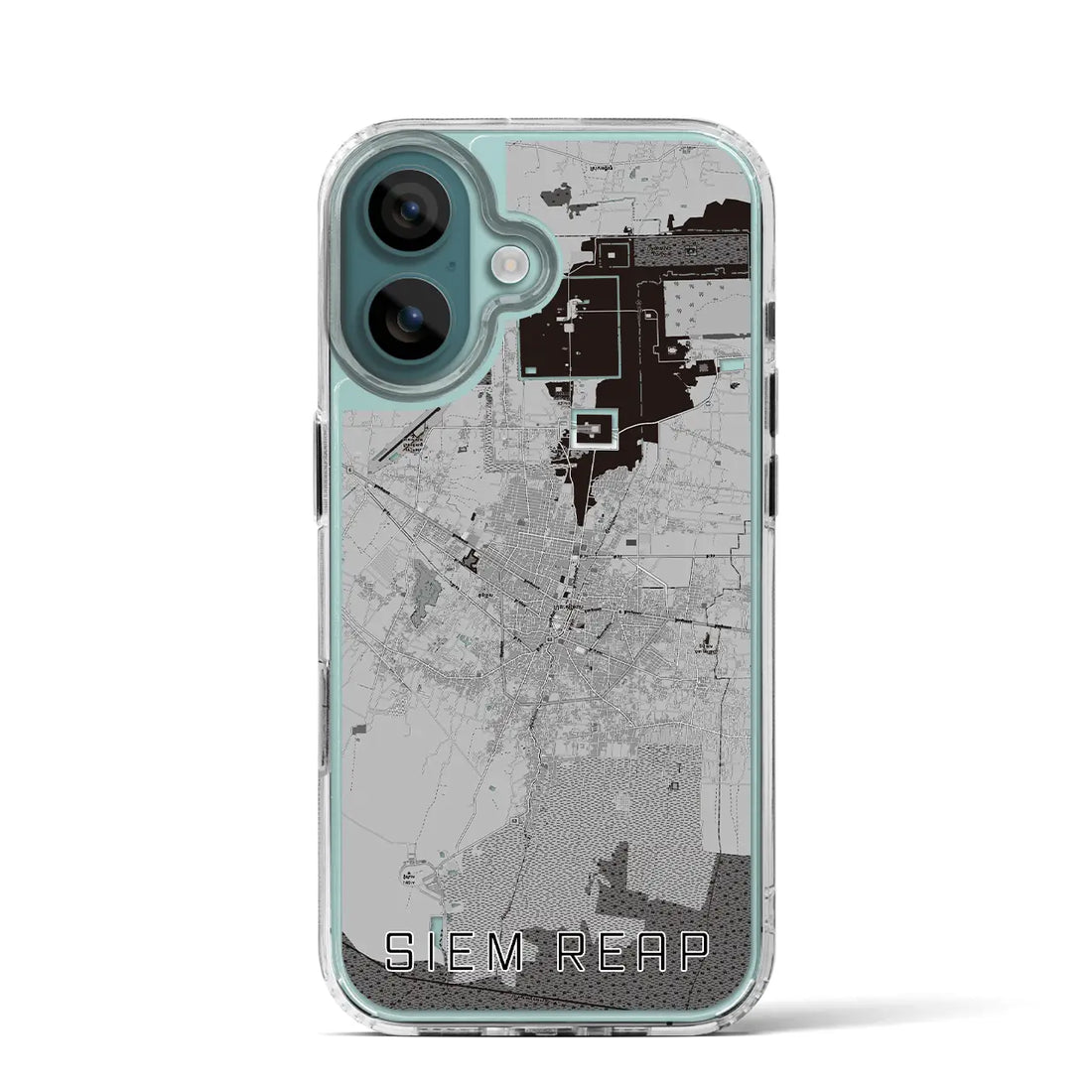 【シェムリアップ(カンボジア)】地図柄iPhoneケース(MagSafeタイプ)モノトーン・iPhone 16 Pro 用
