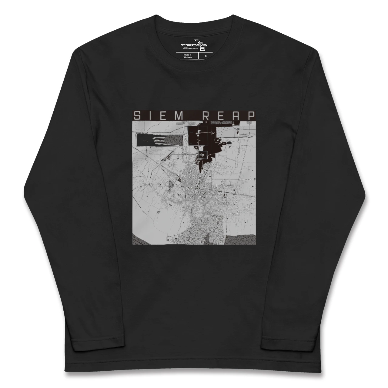 【シェムリアップ（カンボジア）】地図柄ロングスリーブTシャツ