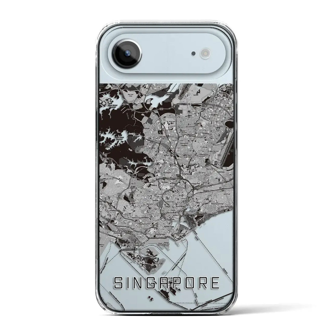 【シンガポール】地図柄iPhoneケース（クリアタイプ）モノトーン・iPhone 17 Pro Max 用