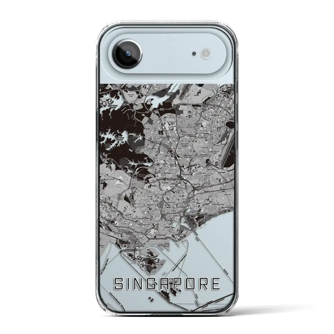 【シンガポール】地図柄iPhoneケース（クリアタイプ）モノトーン・iPhone 17 Pro Max 用