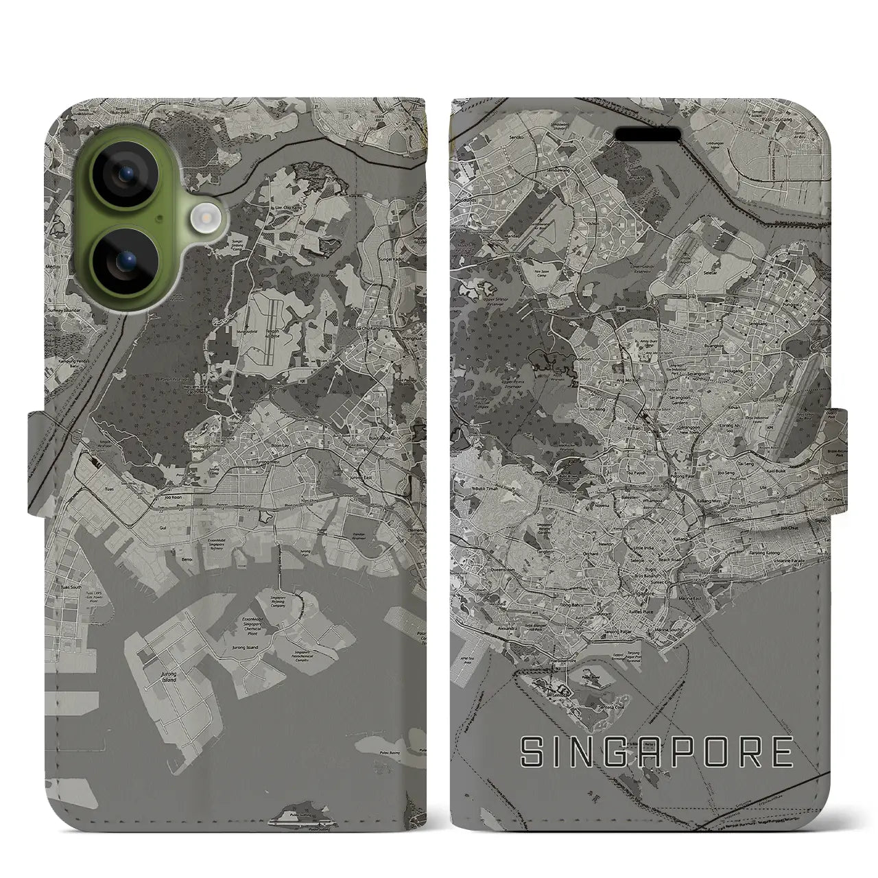 【シンガポール】地図柄iPhoneケース（手帳タイプ）