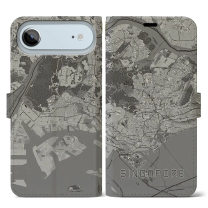 【シンガポール】地図柄iPhoneケース（手帳タイプ）