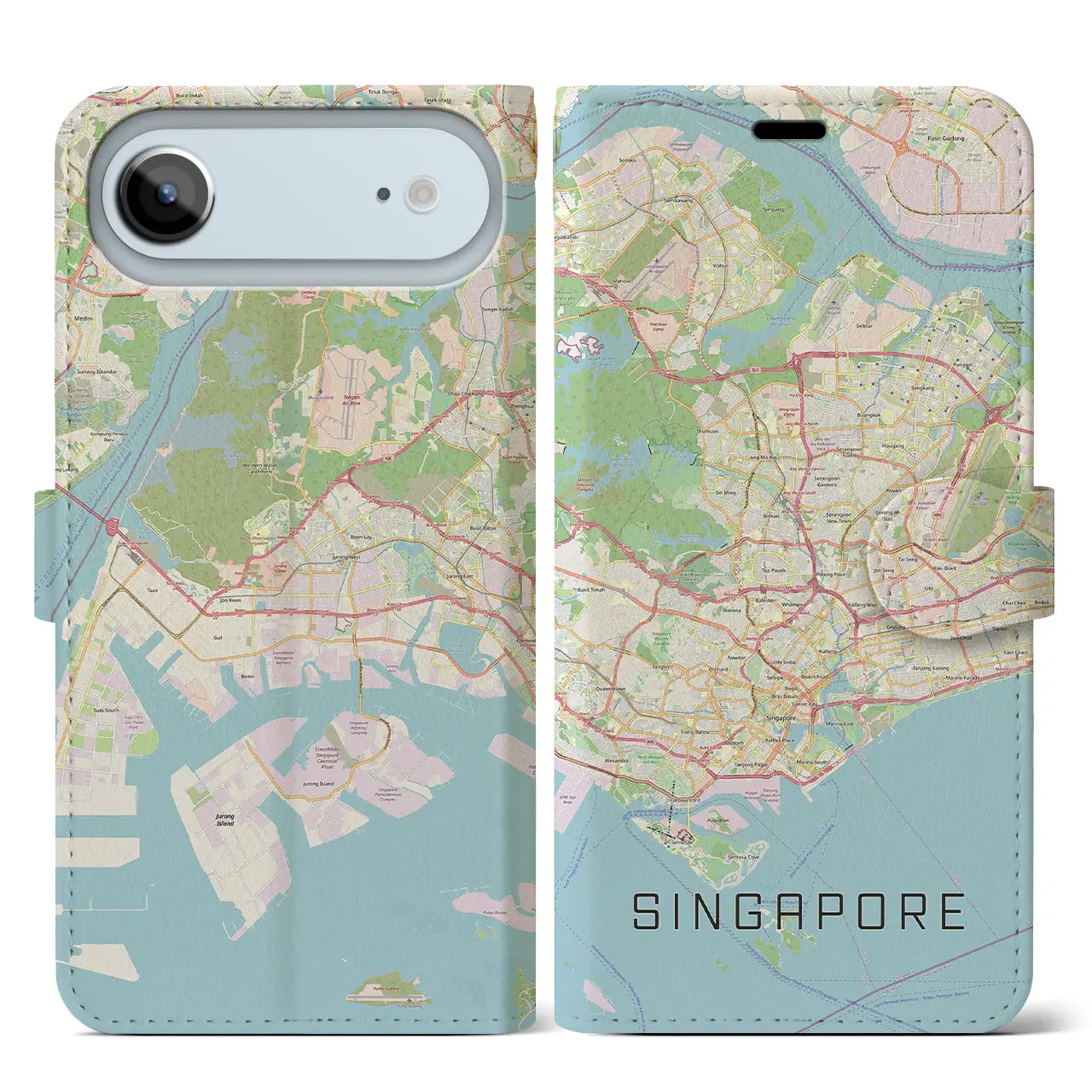 【シンガポール】地図柄iPhoneケース（手帳タイプ）