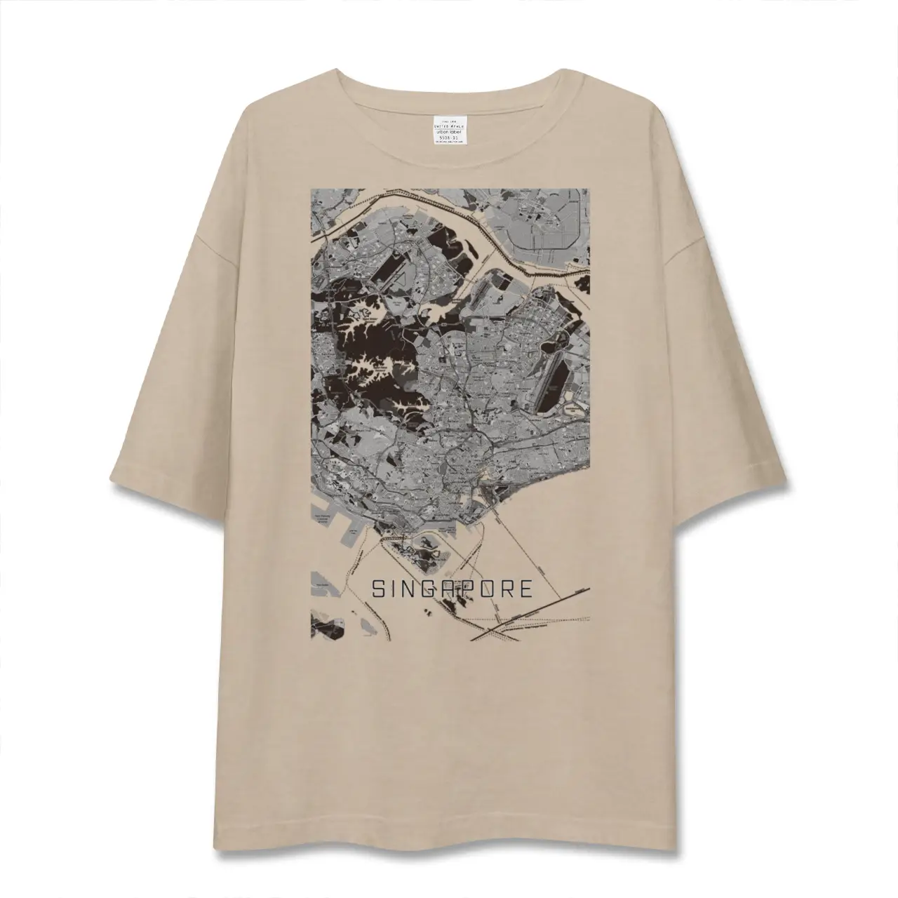 【シンガポール】地図柄ビッグシルエットTシャツ