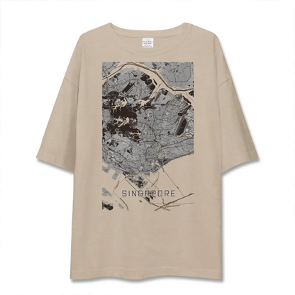 【シンガポール】地図柄ビッグシルエットTシャツ