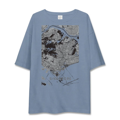 【シンガポール】地図柄ビッグシルエットTシャツ