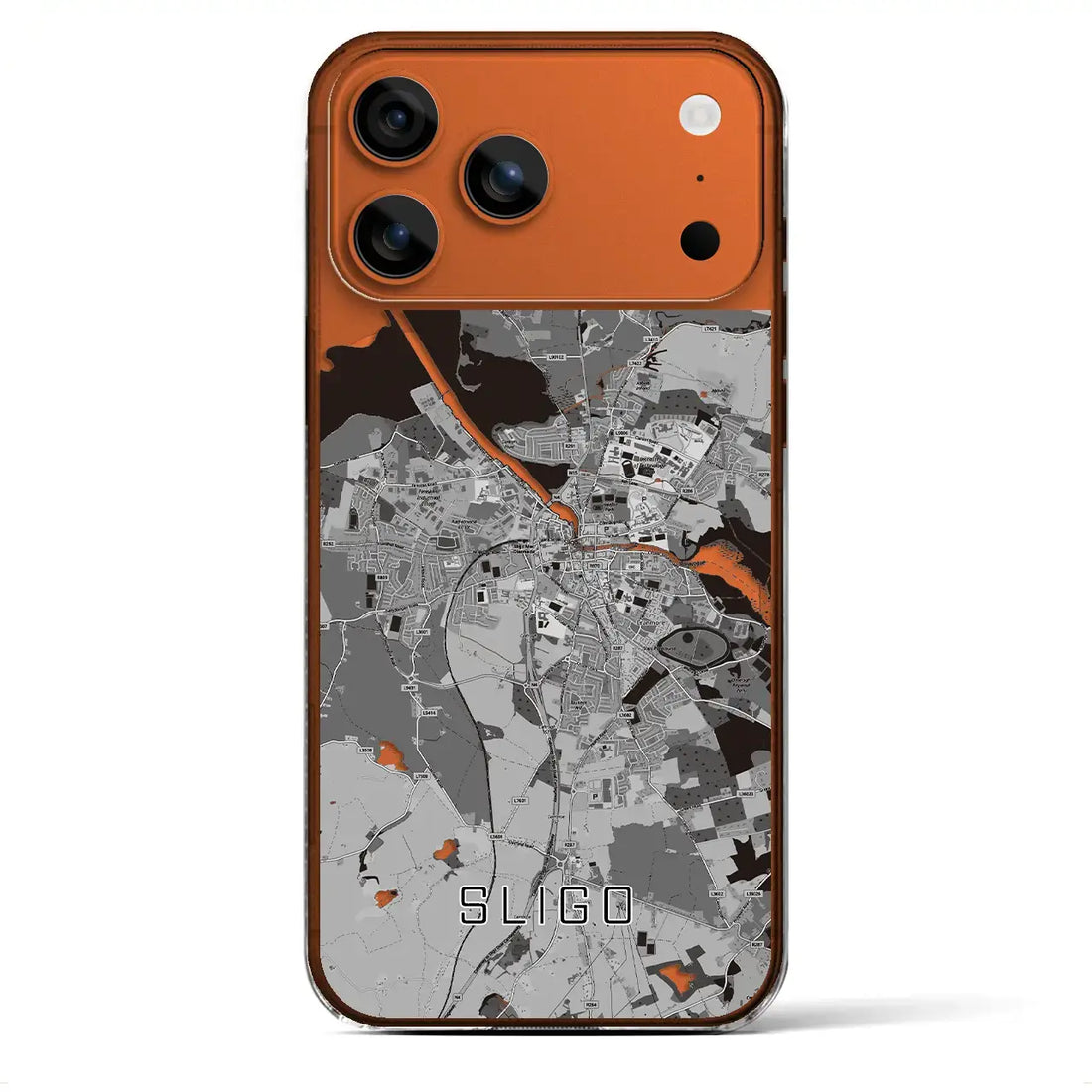 【スライゴ(アイルランド)】地図柄iPhoneケース(クリアタイプ)モノトーン・iPhone 17 Pro Max 用