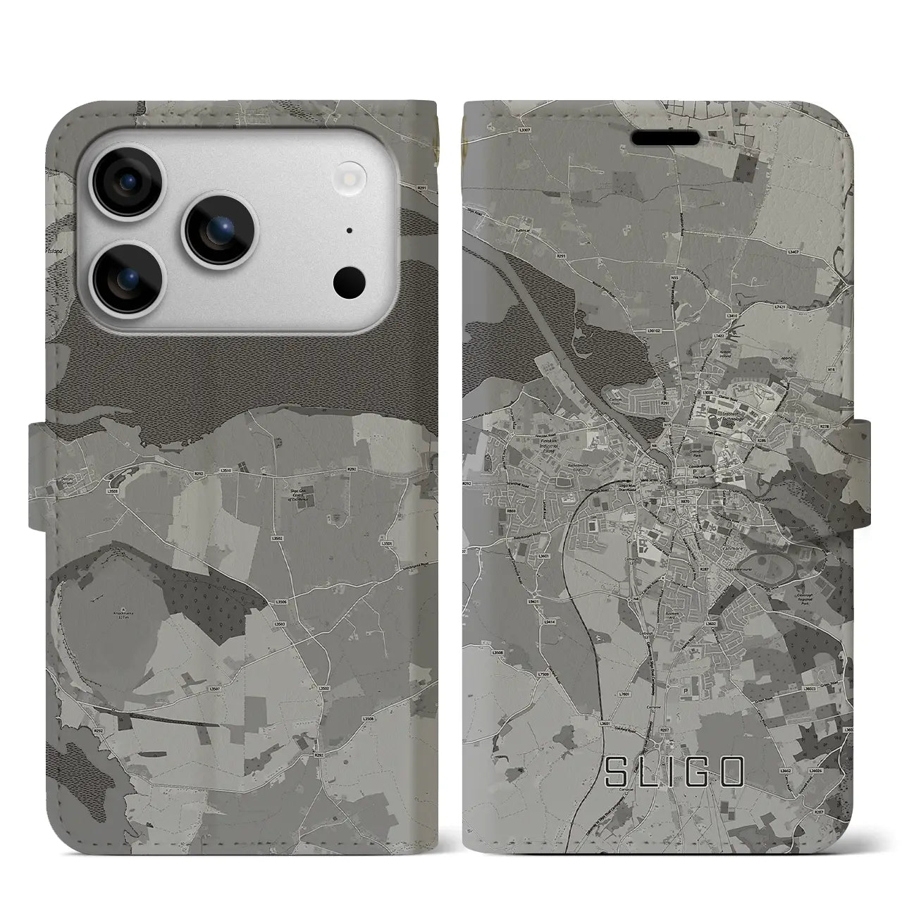 【スライゴ（アイルランド）】地図柄iPhoneケース（手帳タイプ）