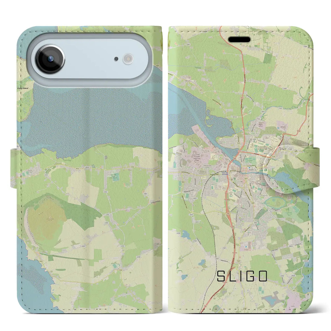 【スライゴ(アイルランド)】地図柄iPhoneケース(手帳タイプ)ナチュラル・iPhone 17 Pro Max 用