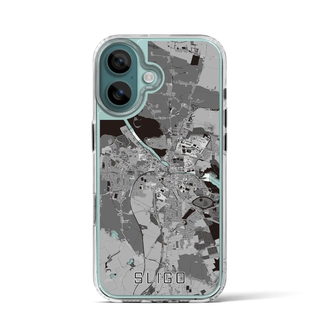 【スライゴ(アイルランド)】地図柄iPhoneケース(MagSafeタイプ)モノトーン・iPhone 16 Pro 用