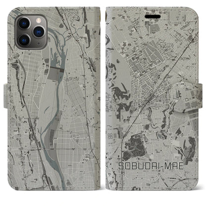 【相武台前（神奈川県）】地図柄iPhoneケース（手帳タイプ）モノトーン・iPhone 11 Pro Max 用