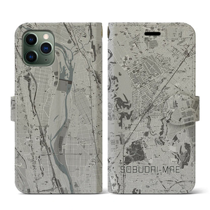 【相武台前（神奈川県）】地図柄iPhoneケース（手帳タイプ）モノトーン・iPhone 11 Pro 用