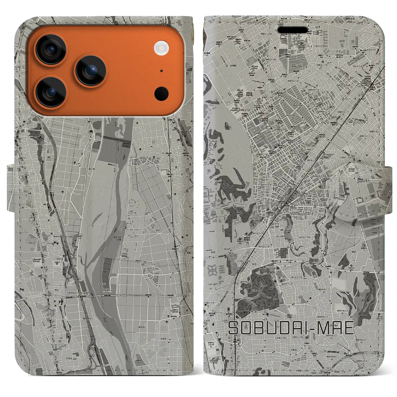 【相武台前（神奈川県）】地図柄iPhoneケース（手帳タイプ）