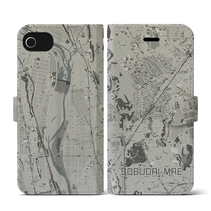 【相武台前（神奈川県）】地図柄iPhoneケース（手帳タイプ）モノトーン・iPhone SE（第3 / 第2世代） / 8 / 7 / 6s / 6 用