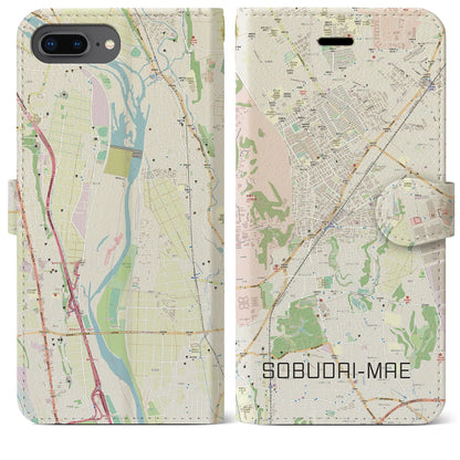 【相武台前（神奈川県）】地図柄iPhoneケース（手帳タイプ）ナチュラル・iPhone 8Plus /7Plus / 6sPlus / 6Plus 用