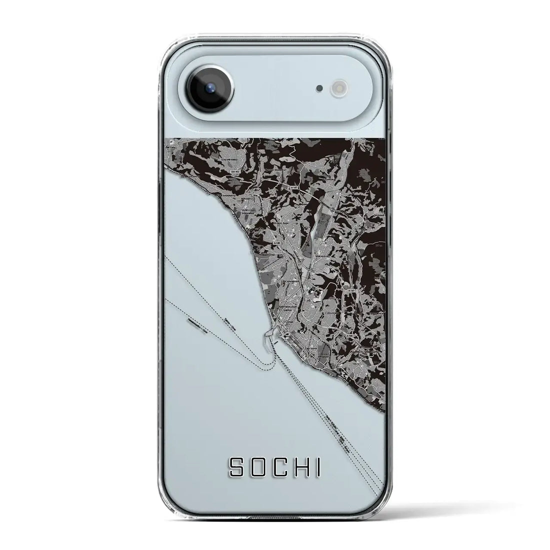 【ソチ（ロシア）】地図柄iPhoneケース（クリアタイプ）モノトーン・iPhone 17 Pro Max 用