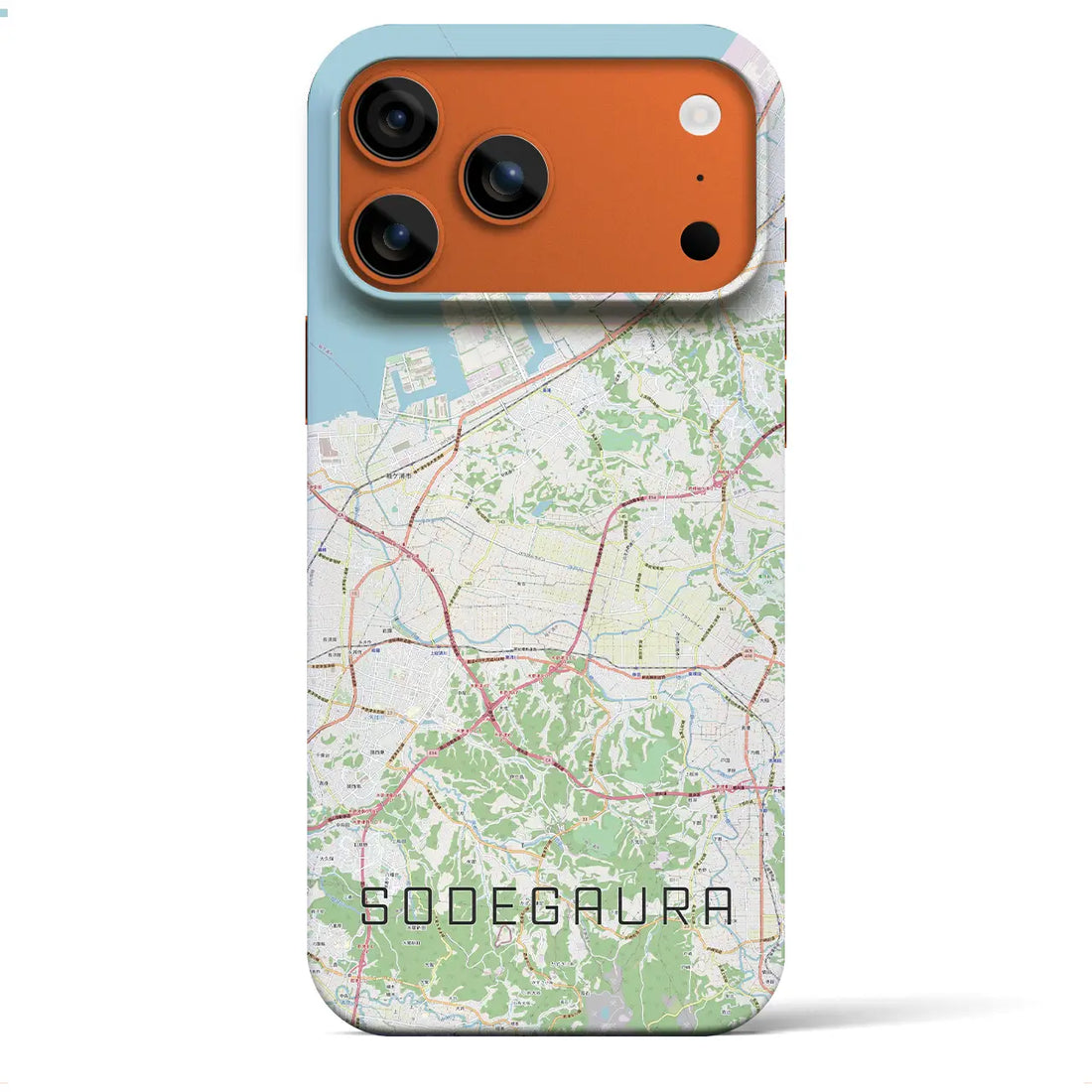【袖ケ浦(千葉県)】地図柄iPhoneケース(バックカバータイプ)ブラック・iPhone 17 Pro Max 用