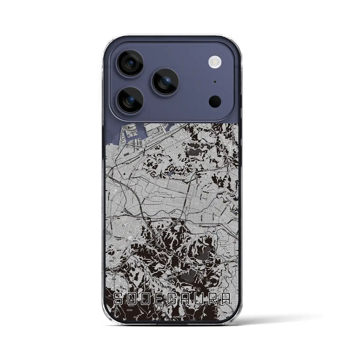 【袖ケ浦(千葉県)】地図柄iPhoneケース(クリアタイプ)モノトーン・iPhone 17 Pro Max 用