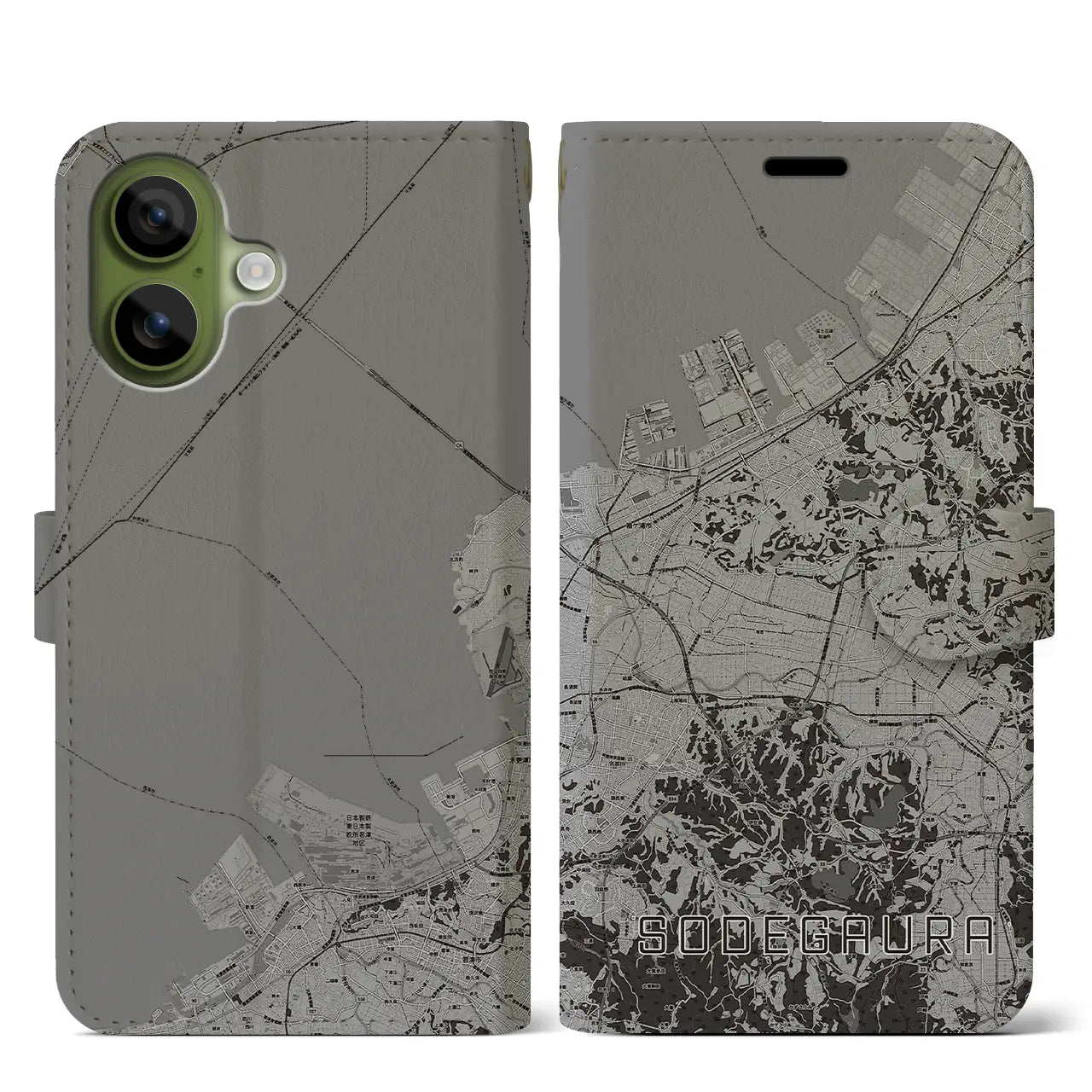 【袖ケ浦（千葉県）】地図柄iPhoneケース（手帳タイプ）