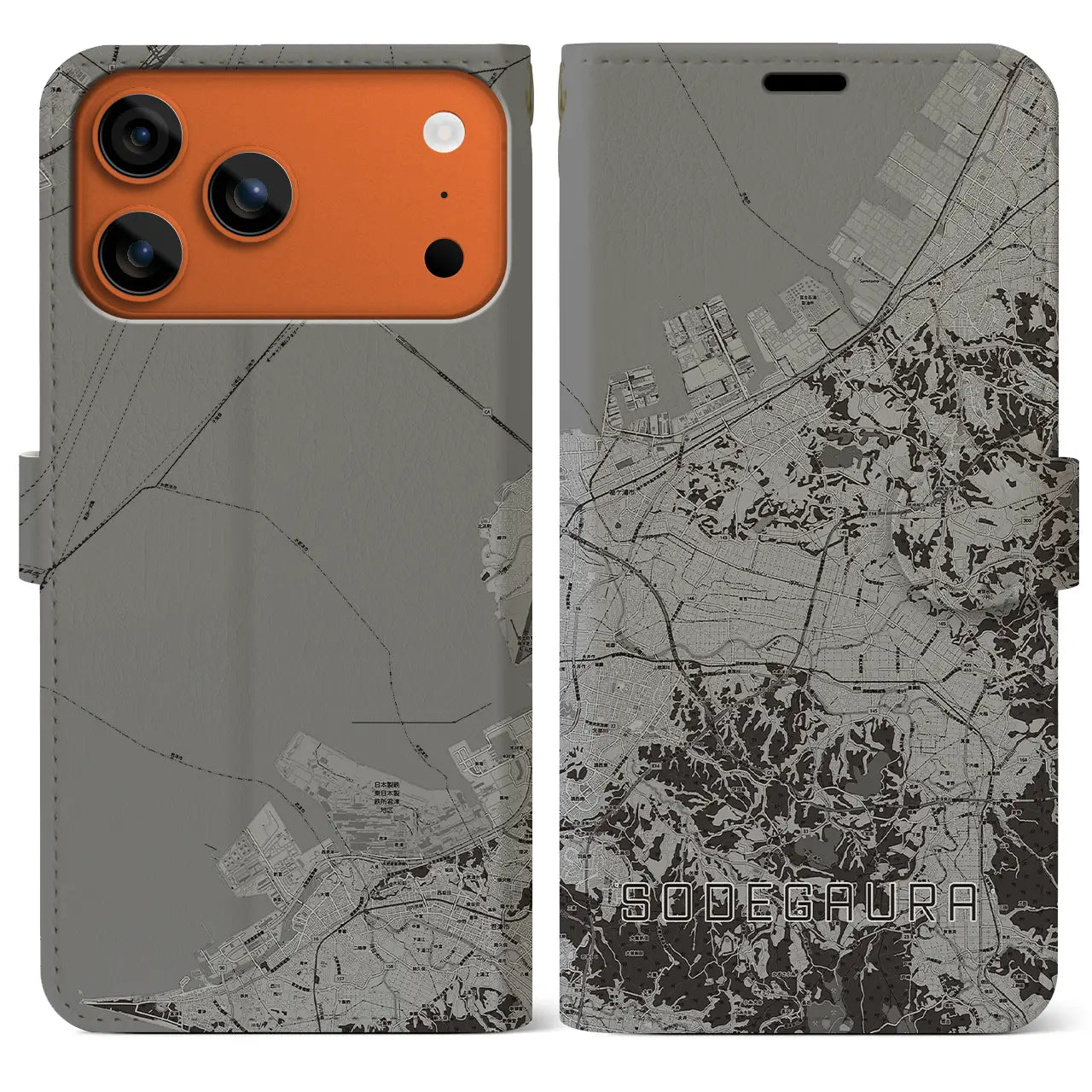 【袖ケ浦（千葉県）】地図柄iPhoneケース（手帳タイプ）