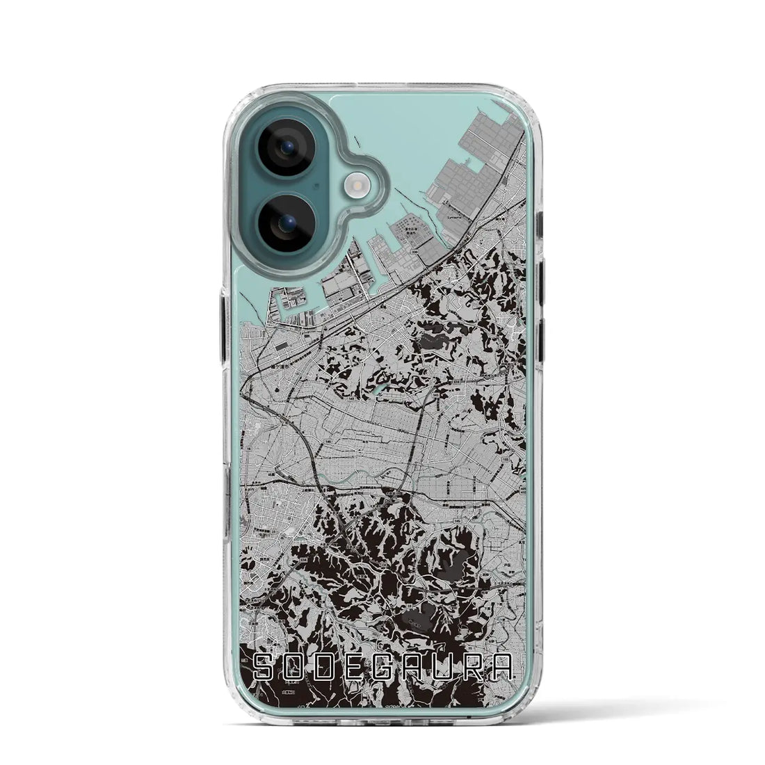 【袖ケ浦（千葉県）】地図柄iPhoneケース（MagSafeタイプ）モノトーン・iPhone 16 Pro 用