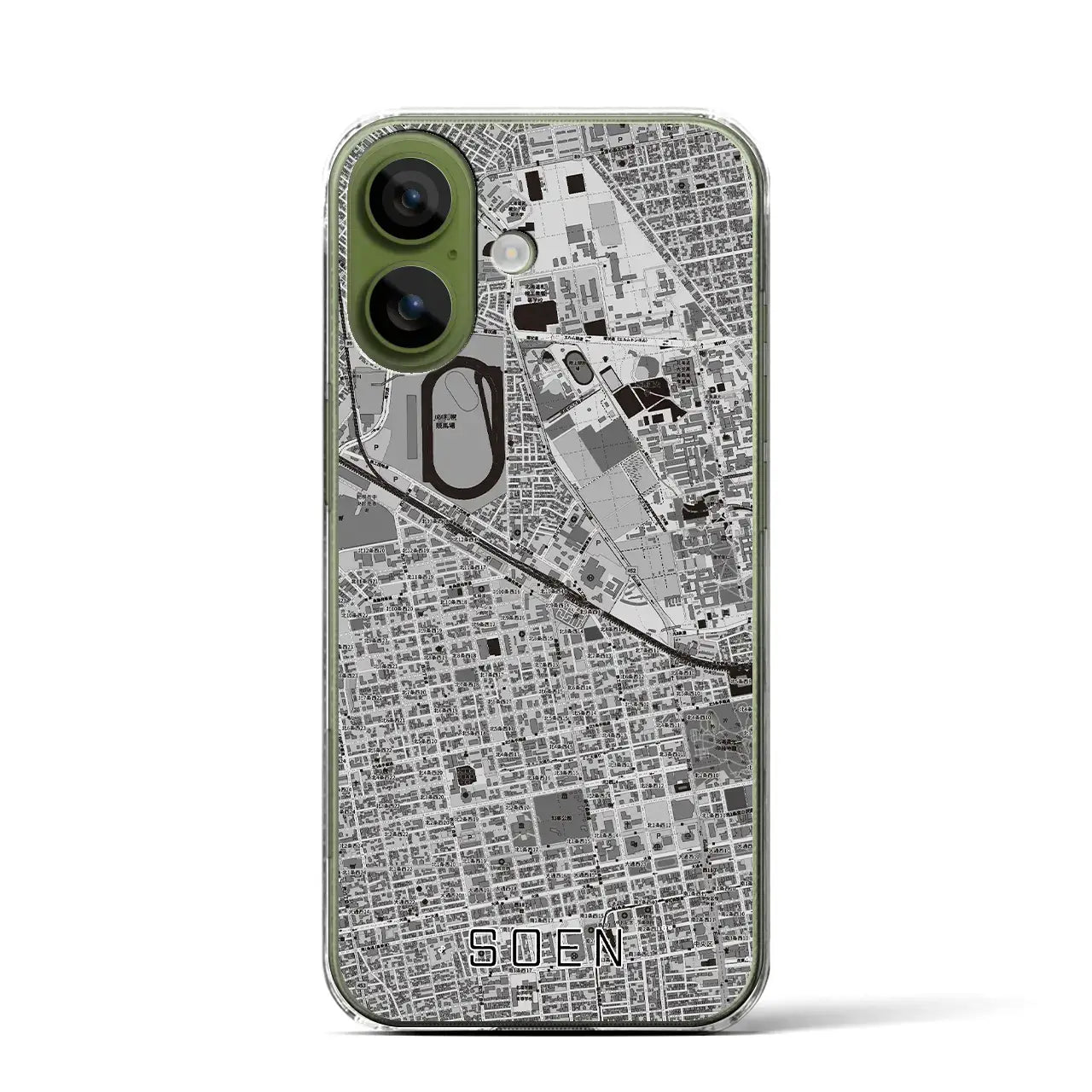 【桑園（北海道）】地図柄iPhoneケース（クリアタイプ）