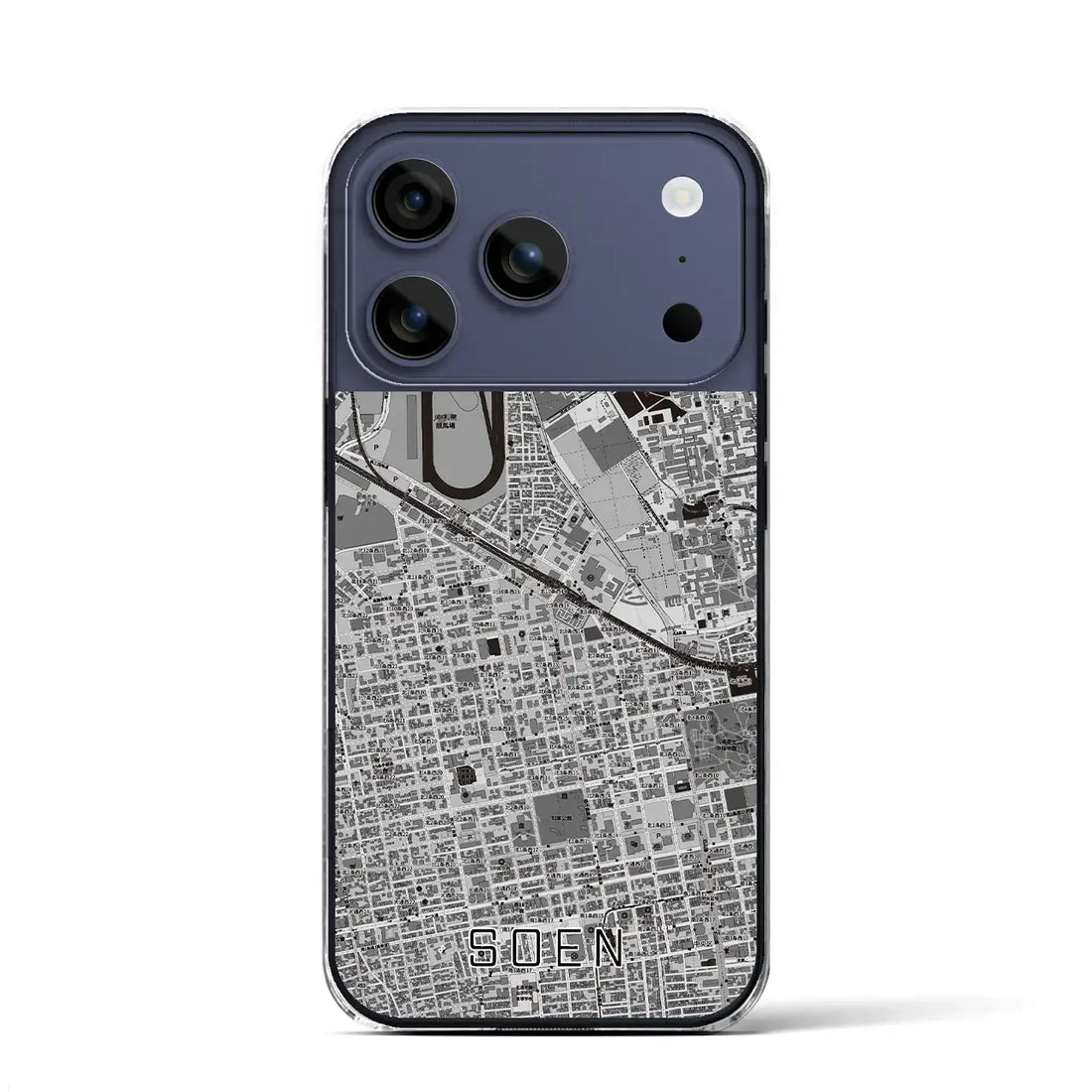 【桑園（北海道）】地図柄iPhoneケース（クリアタイプ）モノトーン・iPhone 17 Pro Max 用