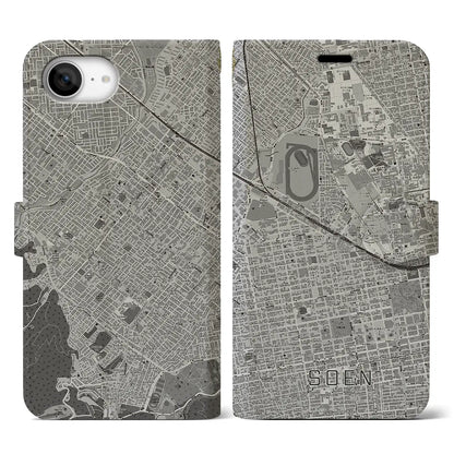 【桑園（北海道）】地図柄iPhoneケース（手帳タイプ）