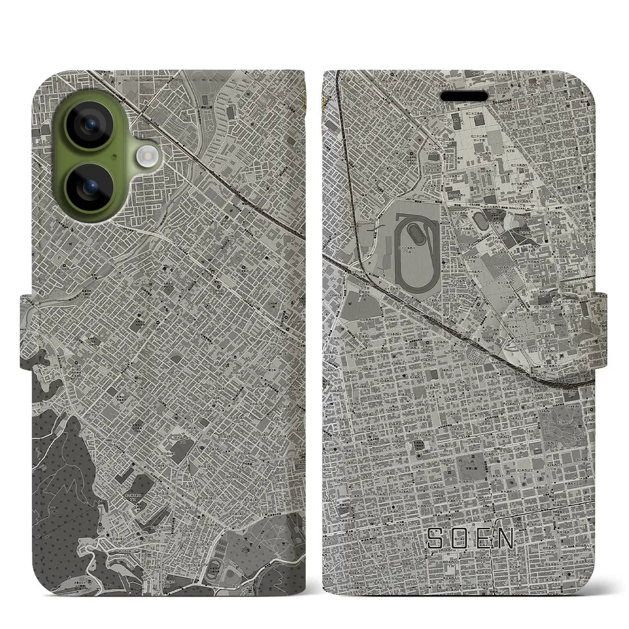 【桑園（北海道）】地図柄iPhoneケース（手帳タイプ）