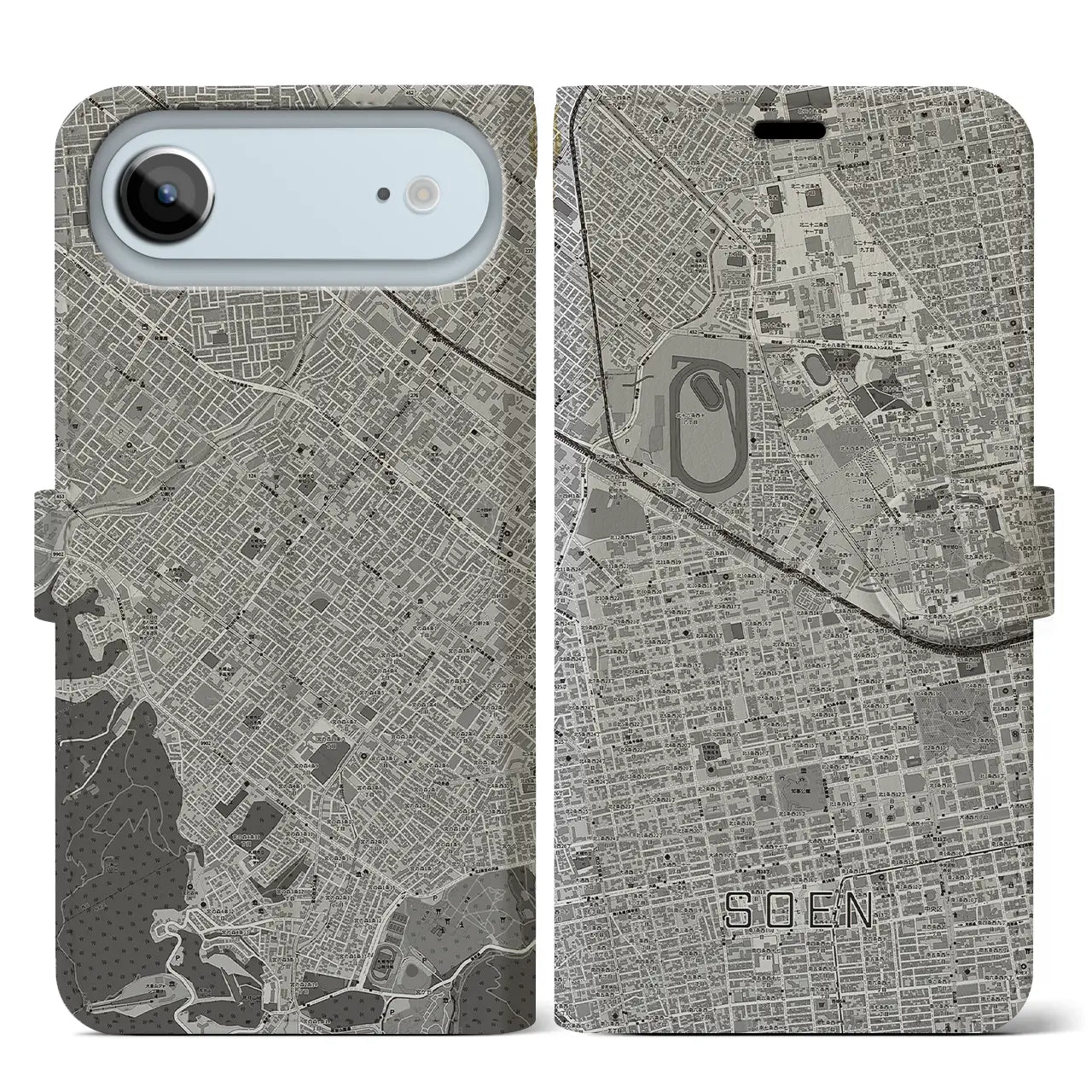 【桑園（北海道）】地図柄iPhoneケース（手帳タイプ）