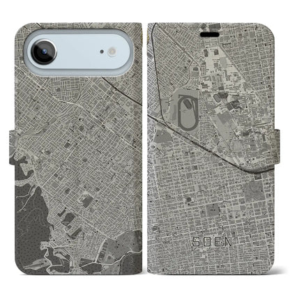 【桑園（北海道）】地図柄iPhoneケース（手帳タイプ）