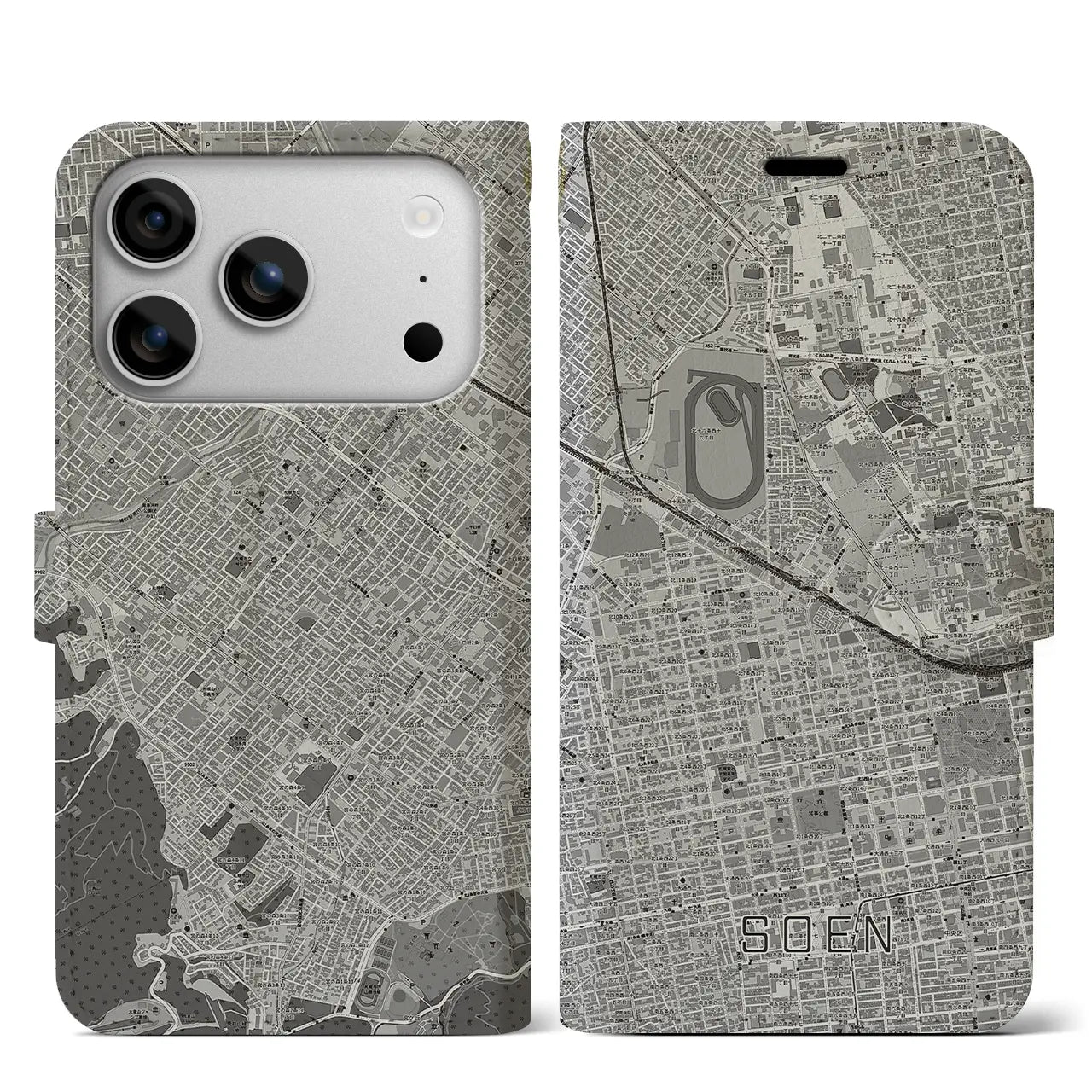 【桑園（北海道）】地図柄iPhoneケース（手帳タイプ）