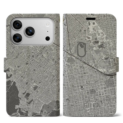 【桑園（北海道）】地図柄iPhoneケース（手帳タイプ）