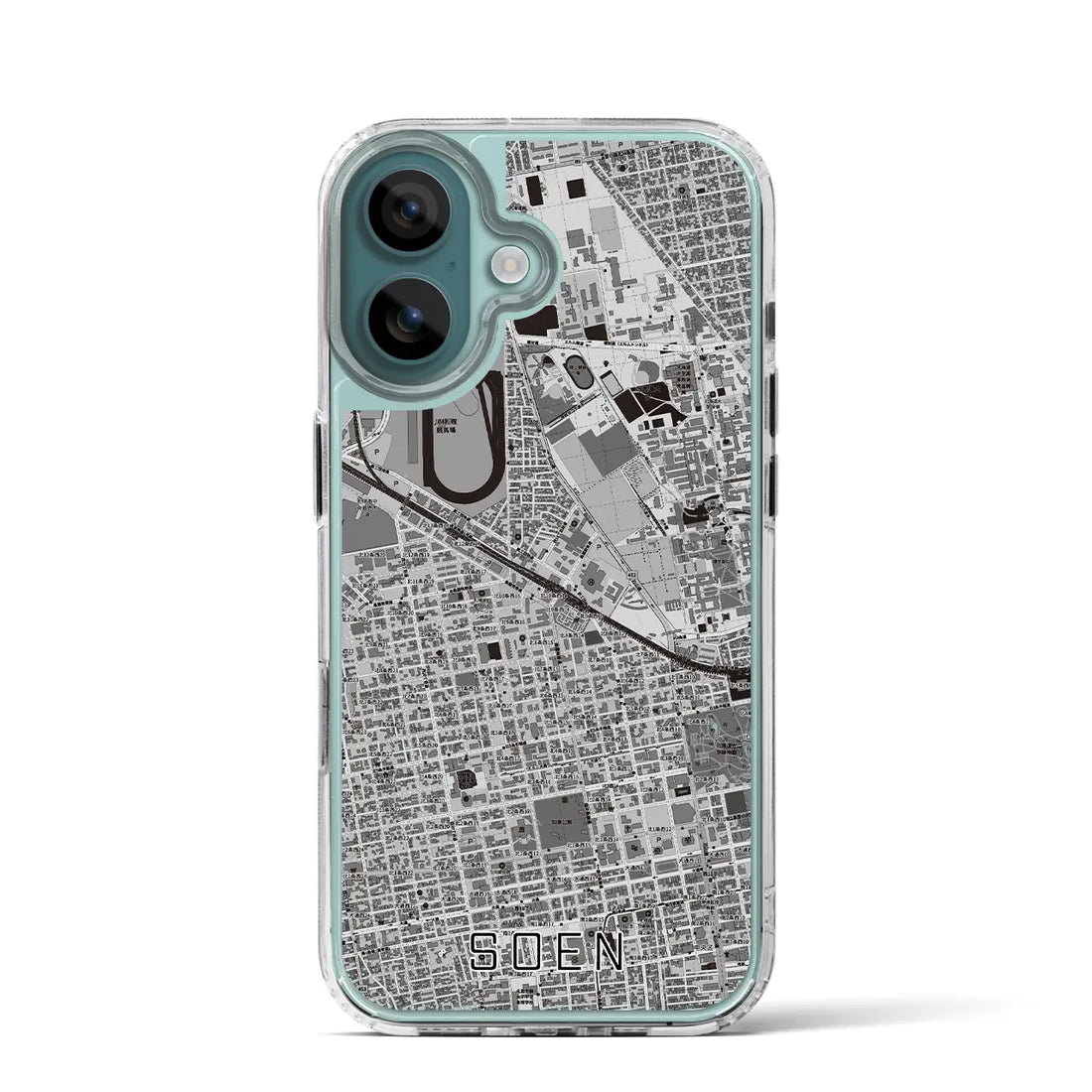 【桑園（北海道）】地図柄iPhoneケース（MagSafeタイプ）モノトーン・iPhone 16 Pro 用