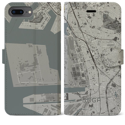 【蘇我（千葉県）】地図柄iPhoneケース（手帳タイプ）モノトーン・iPhone 8Plus /7Plus / 6sPlus / 6Plus 用