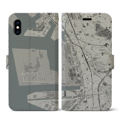 【蘇我（千葉県）】地図柄iPhoneケース（手帳タイプ）モノトーン・iPhone XS / X 用
