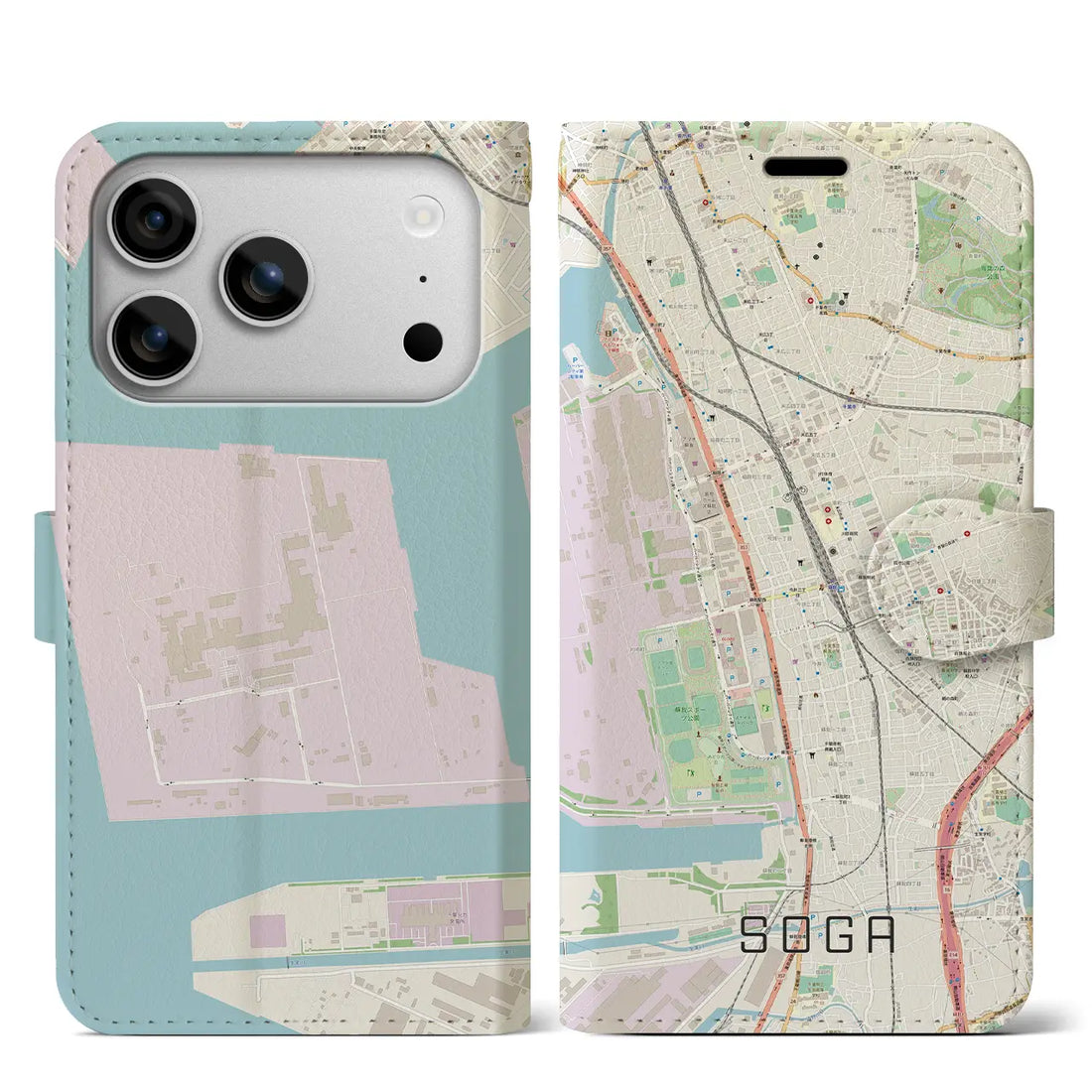 【蘇我（千葉県）】地図柄iPhoneケース（手帳タイプ）モノトーン・iPhone 17 Pro Max 用