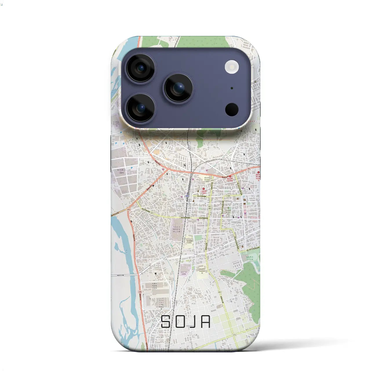 【総社（岡山県）】地図柄iPhoneケース（バックカバータイプ）