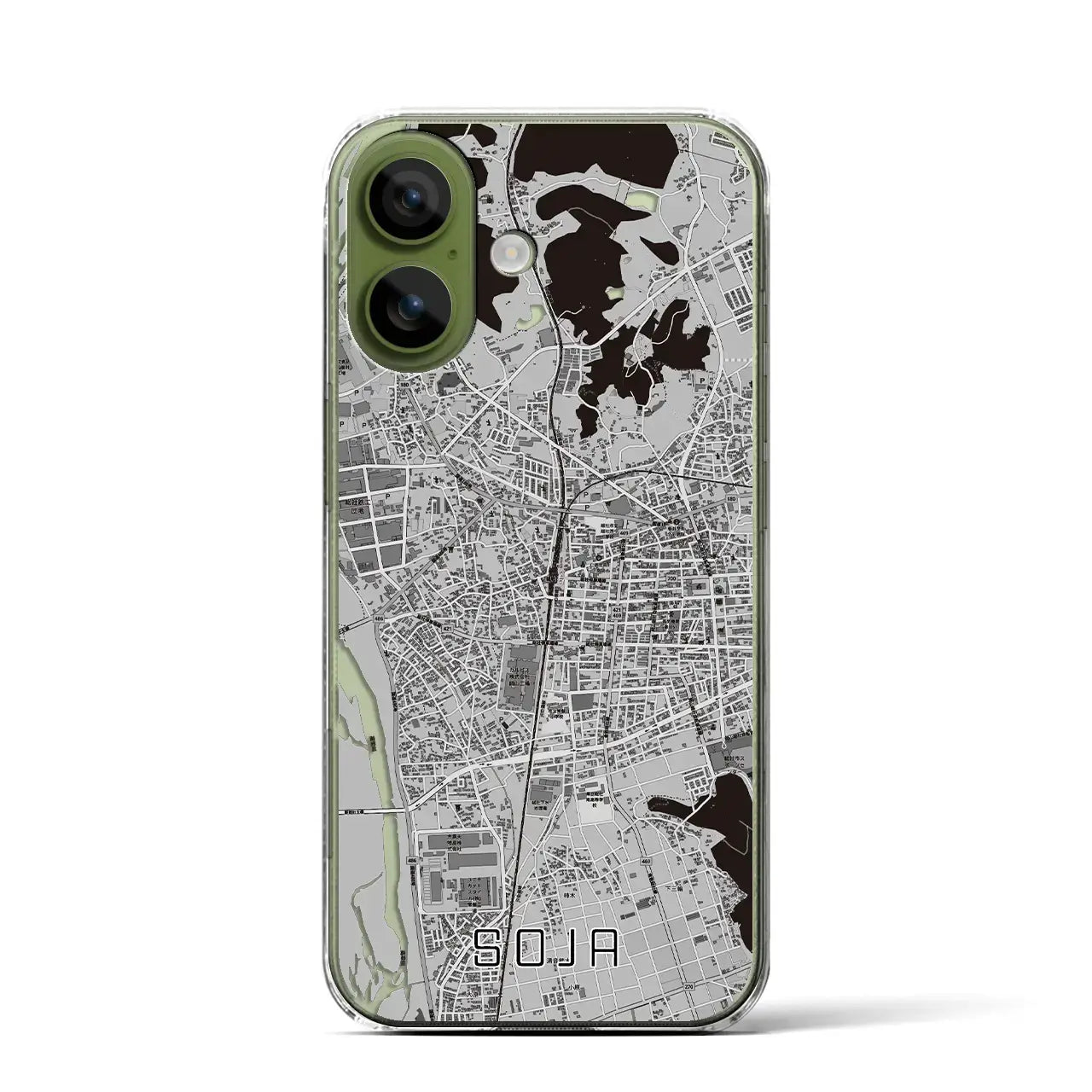 【総社（岡山県）】地図柄iPhoneケース（クリアタイプ）