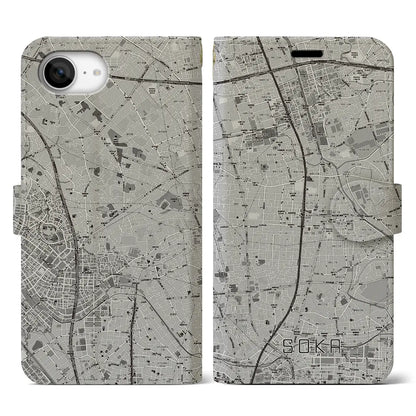 【草加（埼玉県）】地図柄iPhoneケース（手帳タイプ）